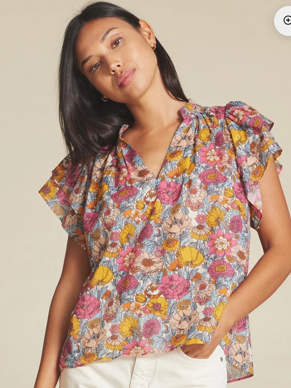 Birds of Paradise by Travota Women's Clover Blouse in Dawn Fleurettes, Medium - Picture 6 of 14